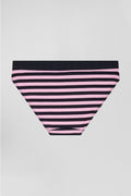 Navy blue and pink striped stretch cotton jersey brief