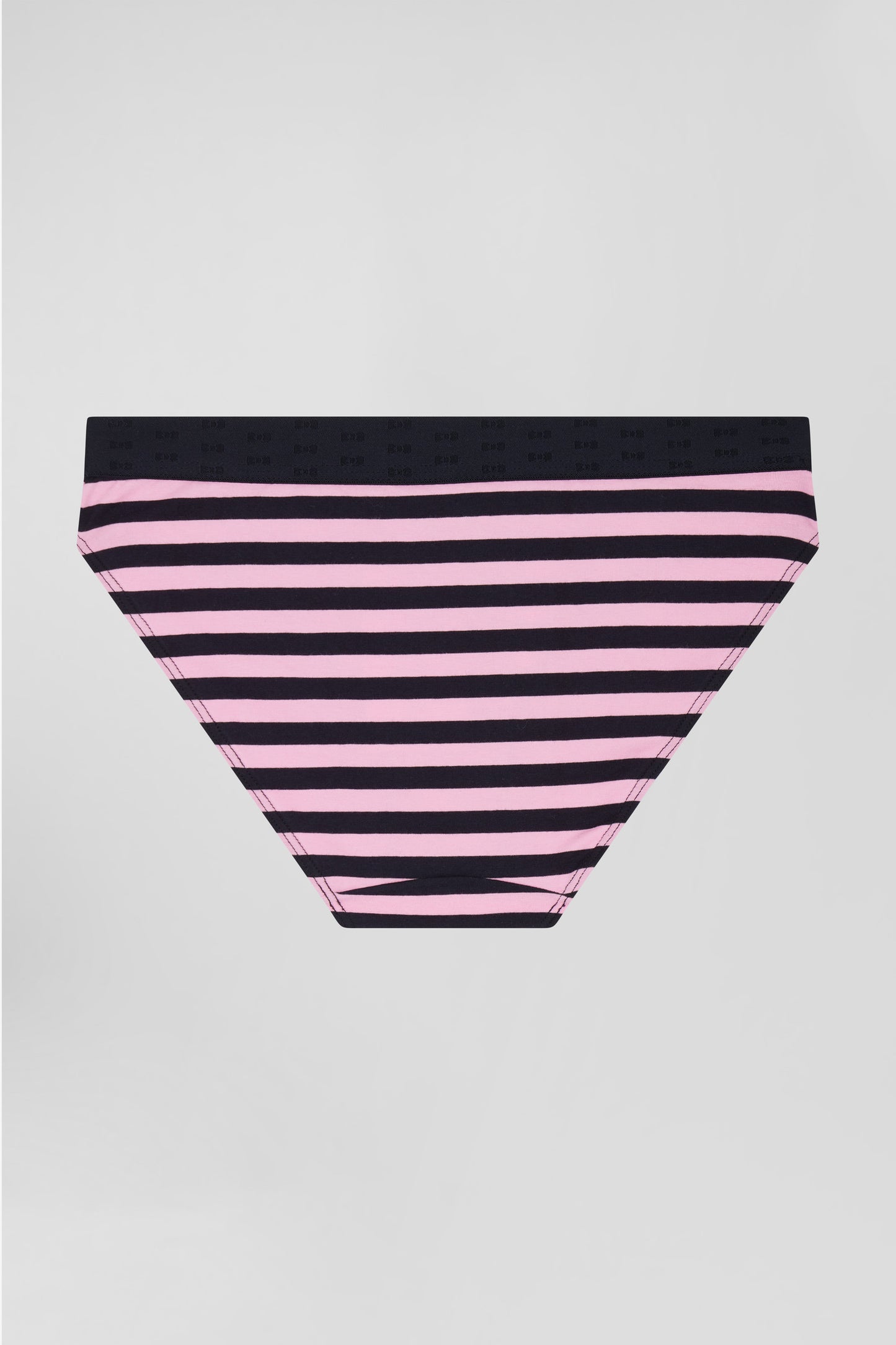 Navy blue and pink striped stretch cotton jersey brief