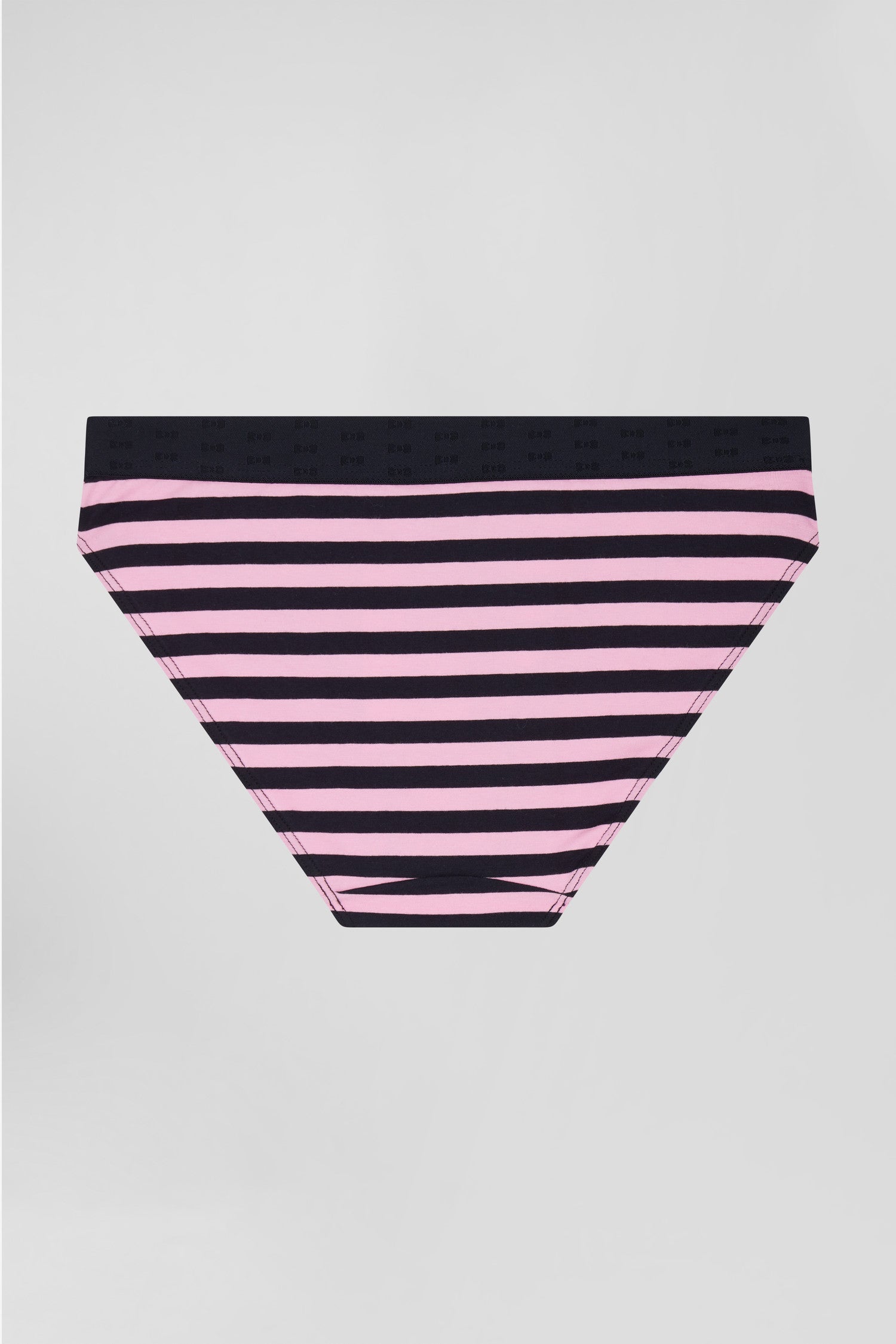 Navy blue and pink striped stretch cotton jersey brief