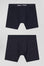 Lot de 2 boxers en coton stretch uni et micro-motifs bleu marine