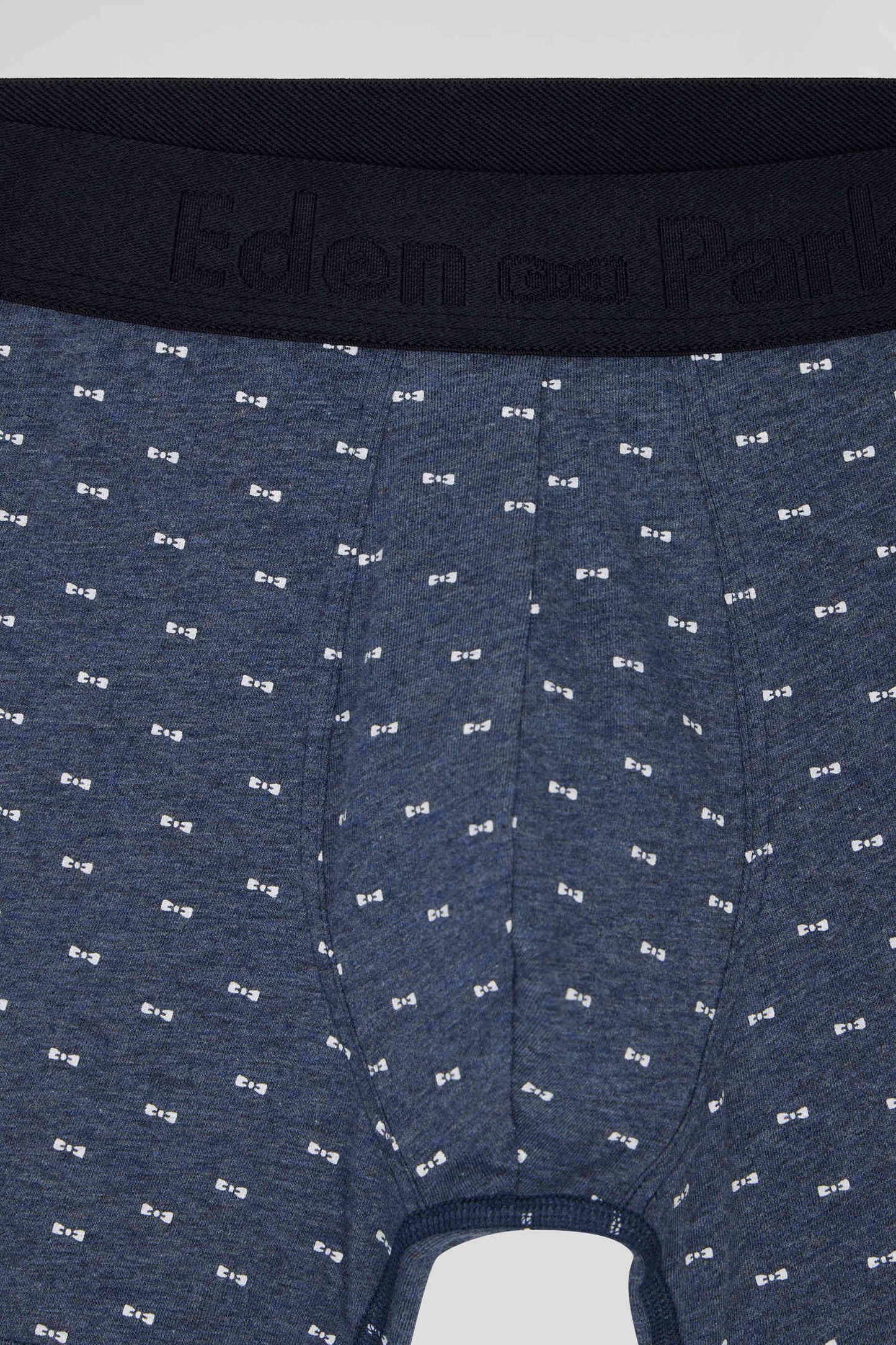 Lot de 2 boxers en coton stretch uni et micro-motifs bleu foncé - Image 4