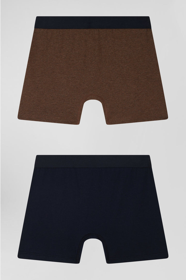 Lot de 2 boxers bleu marine et marron en coton stretch alt view