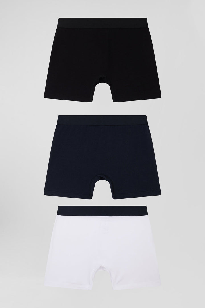 Lot de 3 boxers unis en coton stretch blanc alt view