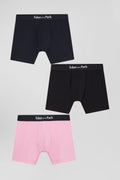 Lot de 3 boxers unis en coton stretch rose