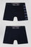 Lot de 2 boxers bleu marine détails cerclés bleus en coton stretch