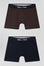 Lot de 2 boxers en coton stretch marron et rayé