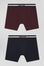 Lot de 2 boxers en coton stretch élastique tricolore bordeaux