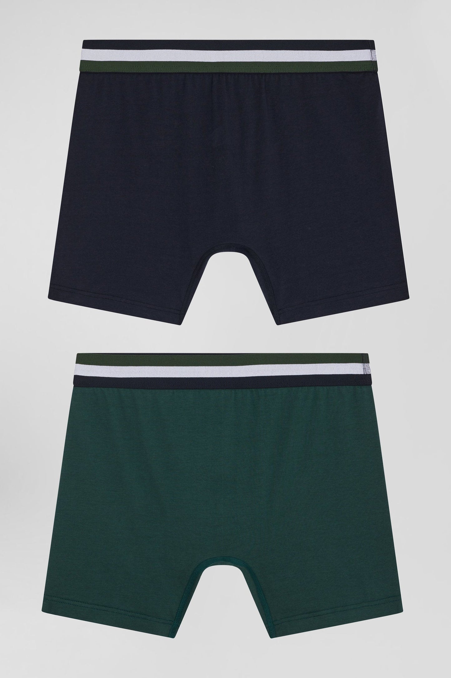 Lot de 2 boxers en coton stretch élastique tricolore vert - Image 2