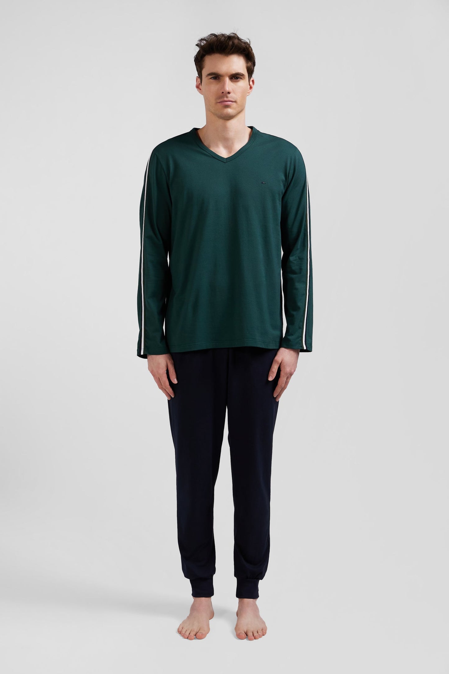 Pyjama long en coton vert - Image 1