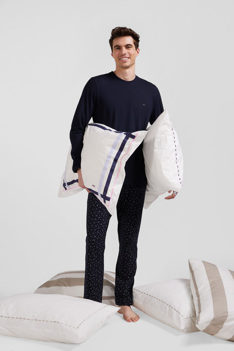 Navy blue long cotton pajamas - Image 2