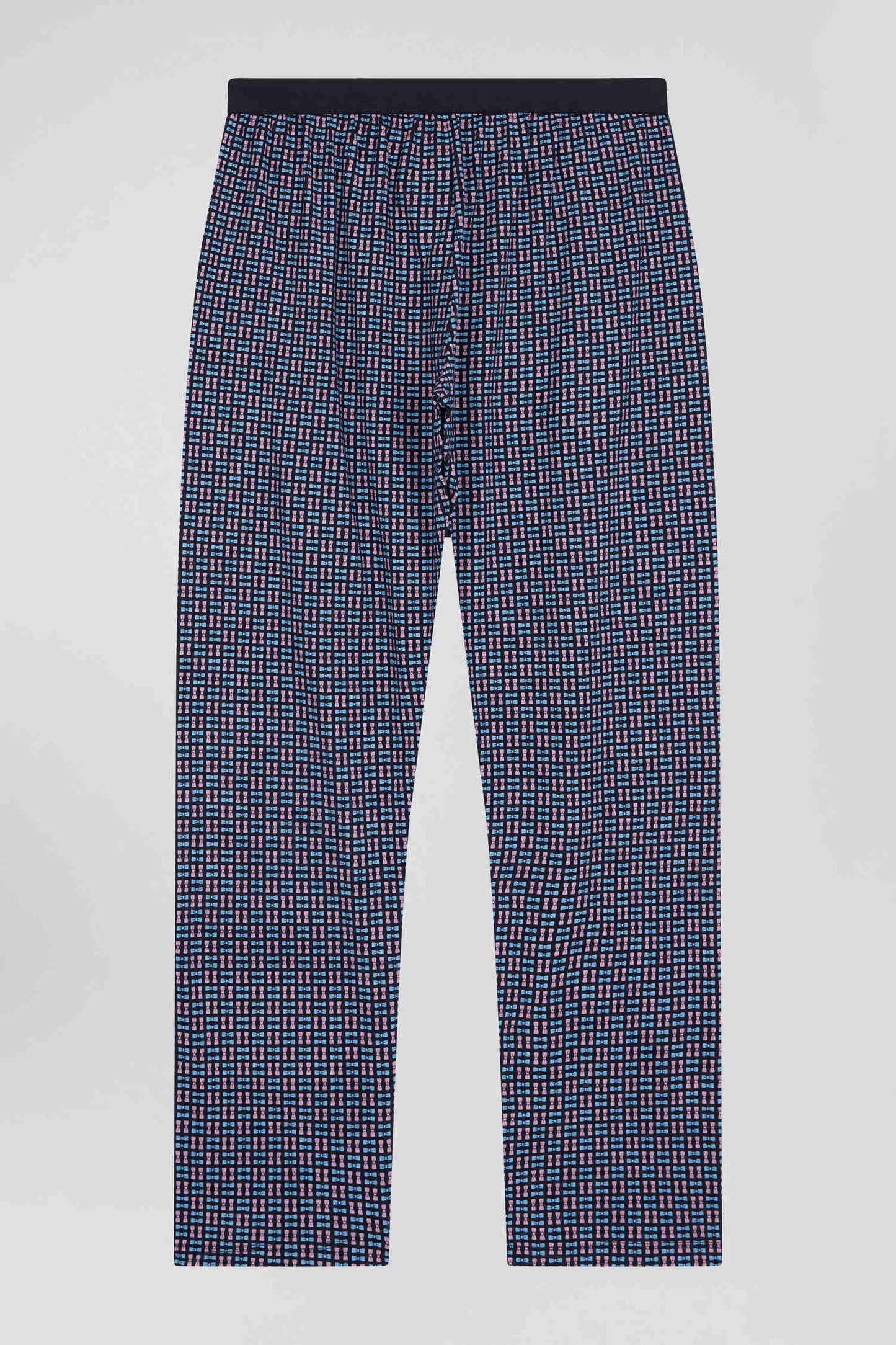 Pyjama long en coton marine pantalon à carreaux - Image 2