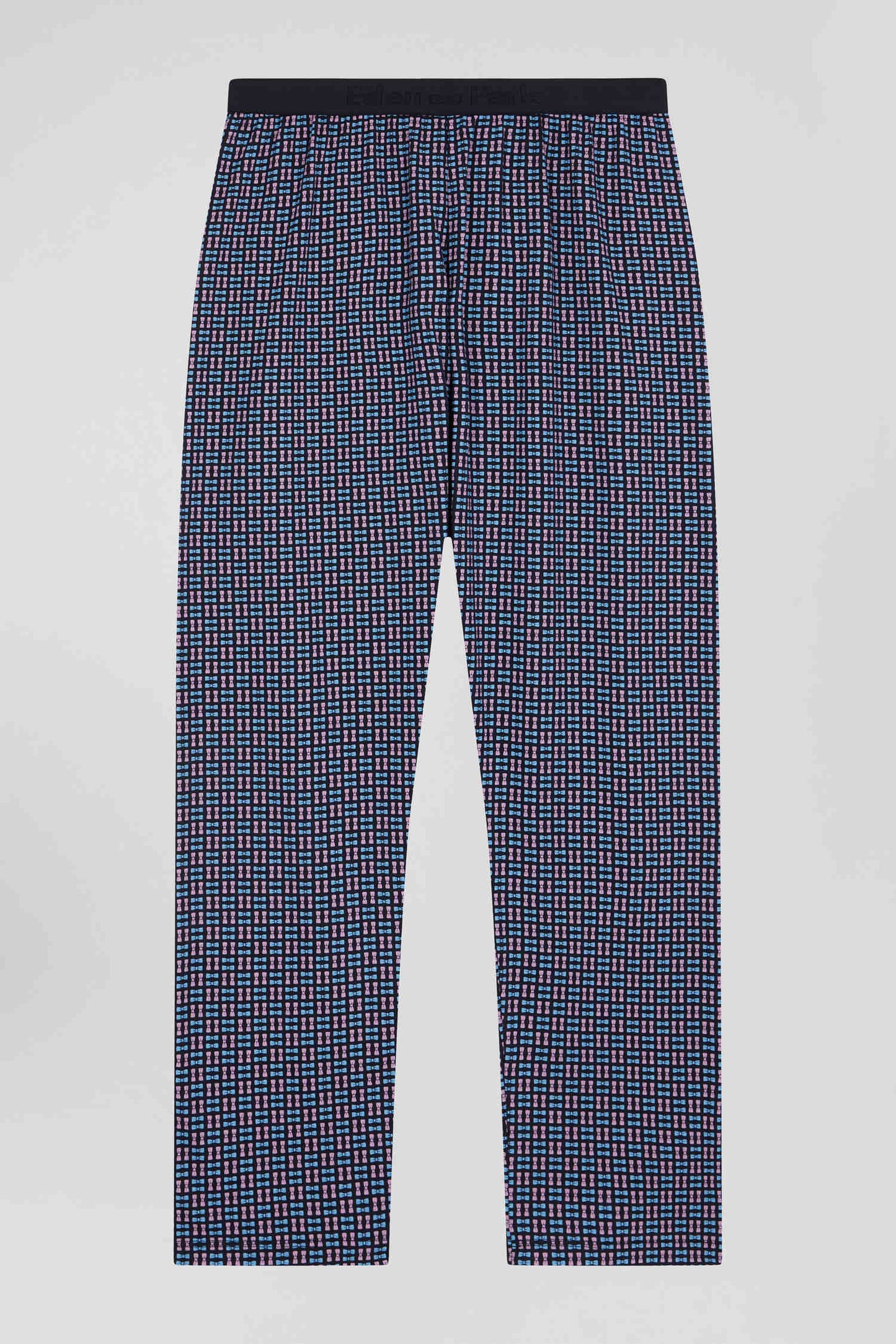 Pyjama long en coton marine pantalon à carreaux - Image 7