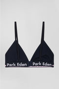 Navy blue stretch cotton bra with branded waistband