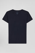 T-shirt en coton stretch bleu marine