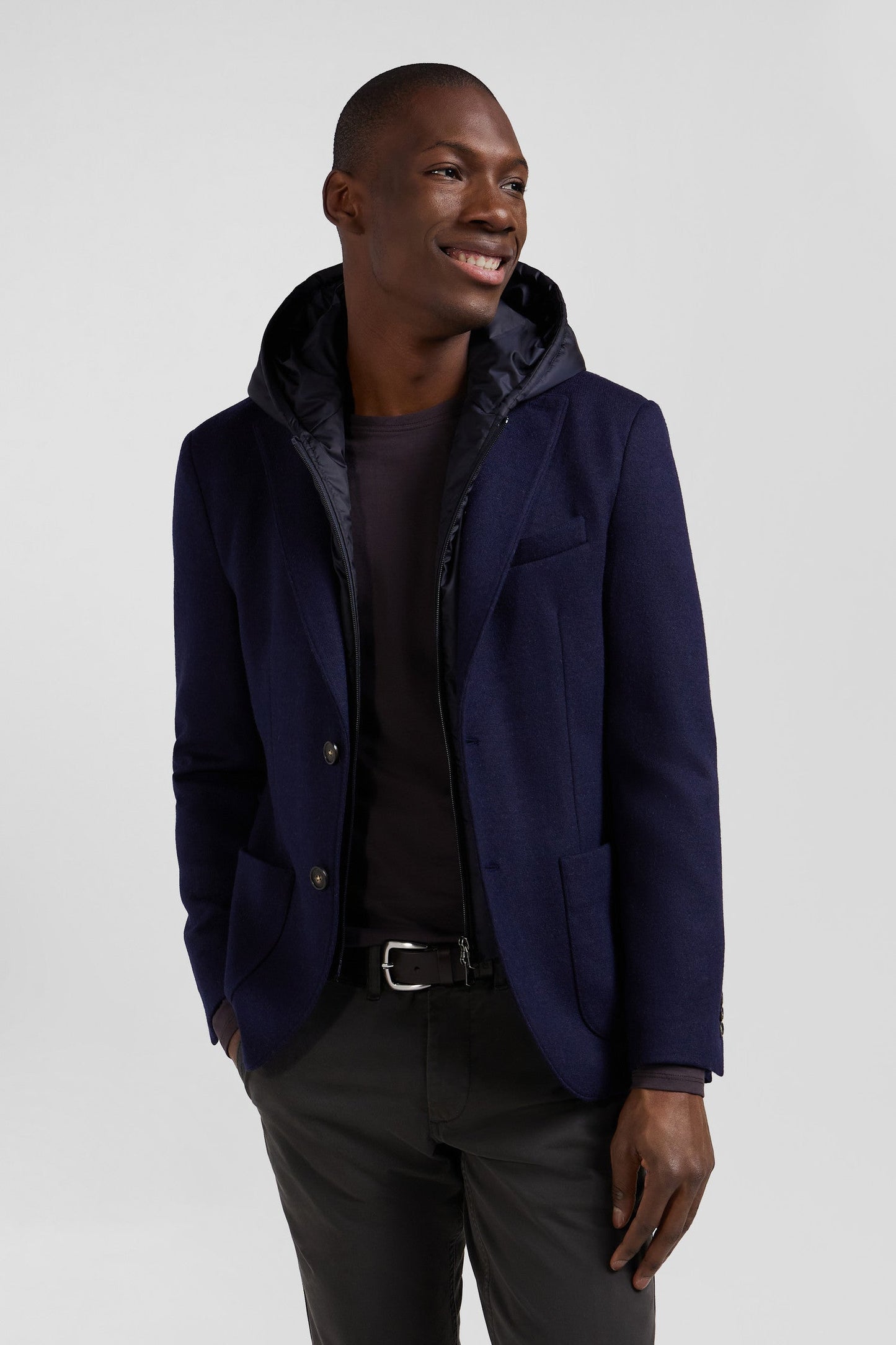 Veste blazer 2-en-1 en laine mélangée marine coupe Modern - Image 3