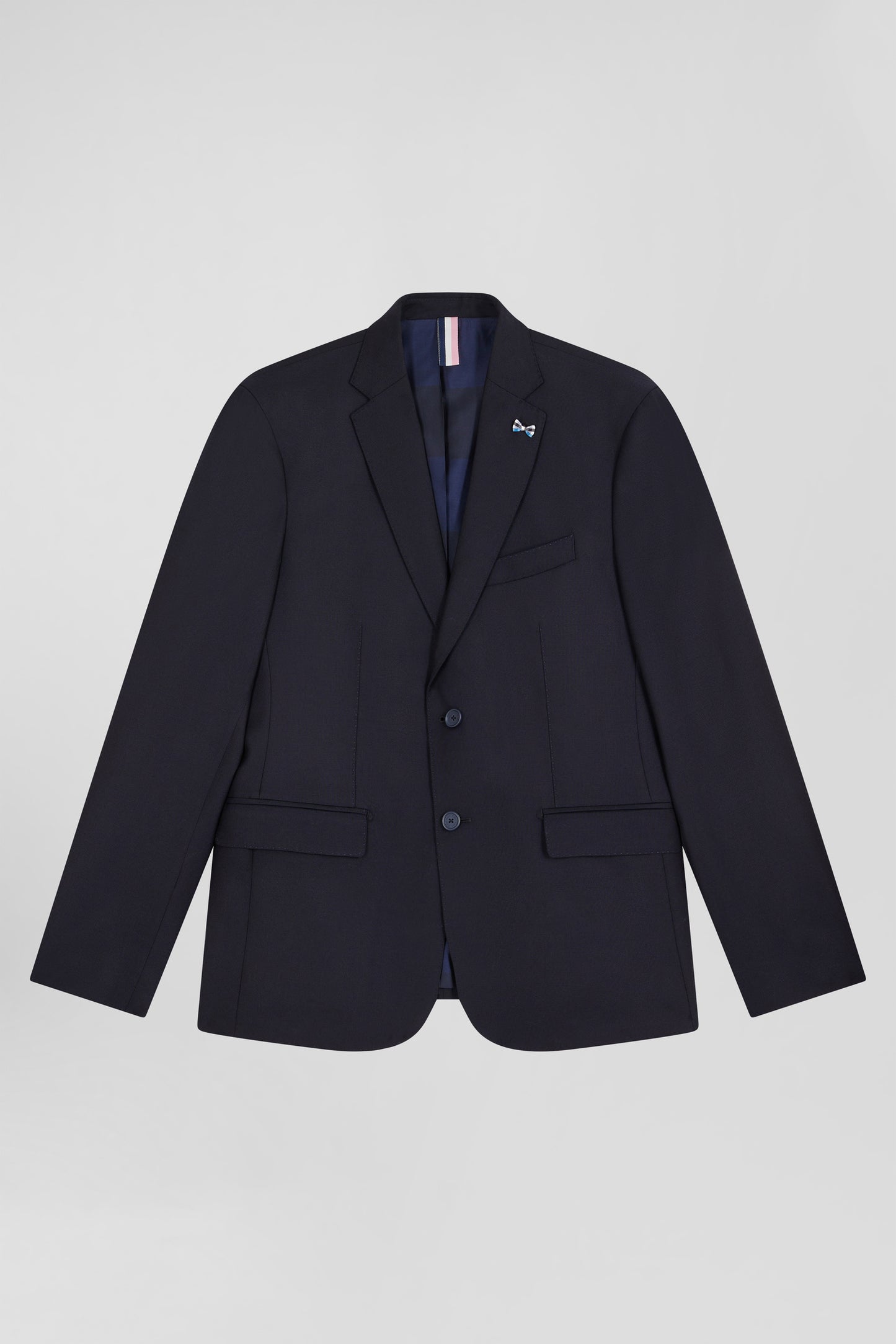 Veste blazer en laine bleu marine et doublure cerclée coupe Modern - Image 1