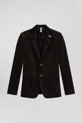 Veste en velours coton stretch marron coupe Modern