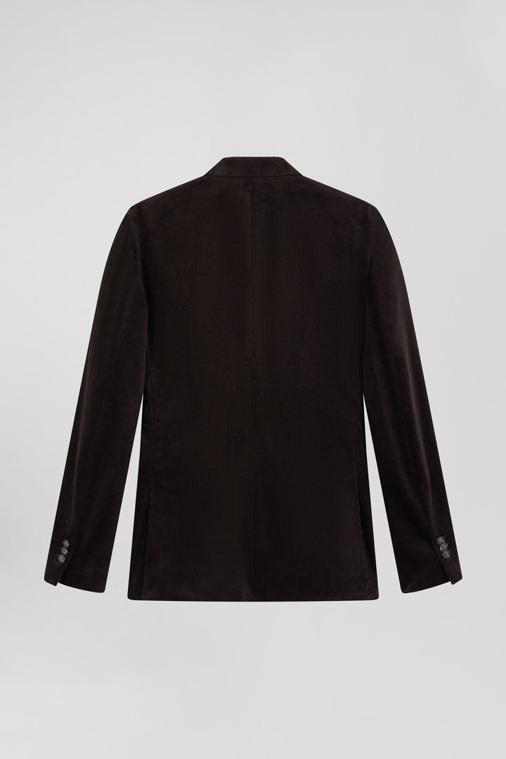 Veste en velours coton stretch marron coupe Modern alt view