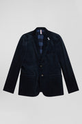 Veste en velours coton stretch bleu marine coupe Modern