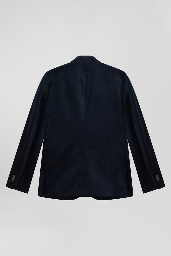 Veste en velours coton stretch bleu marine coupe Modern alt view