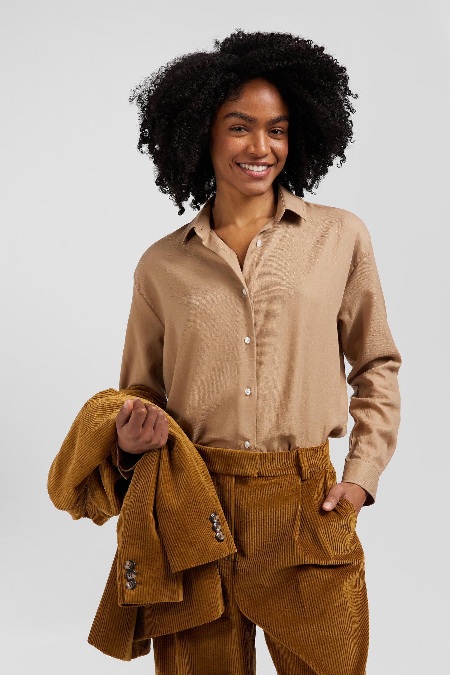 Hazelnut corduroy blazer jacket Modern cut