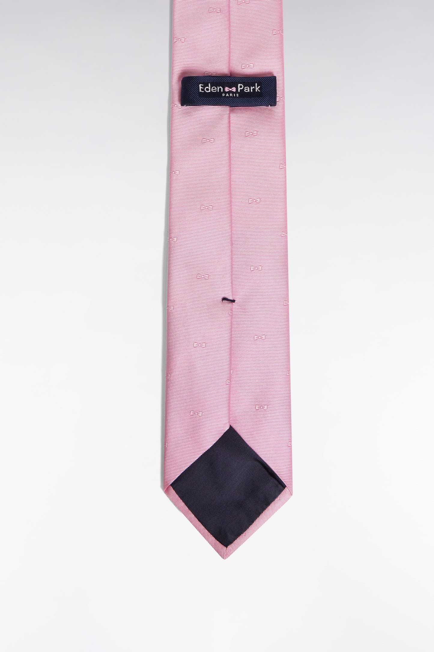 Pink silk tie with micropatterned bow tie