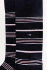 Set of two pairs of plain and striped navy stretch cotton blend socks - A SHOOTER