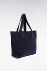 Sac cabas en velours côtelé marine