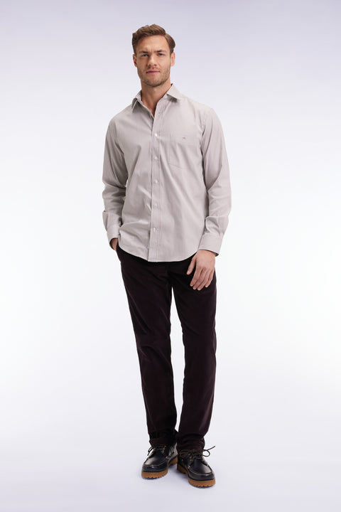Pantalon chino sans plis en velours stretch marron - Image 1