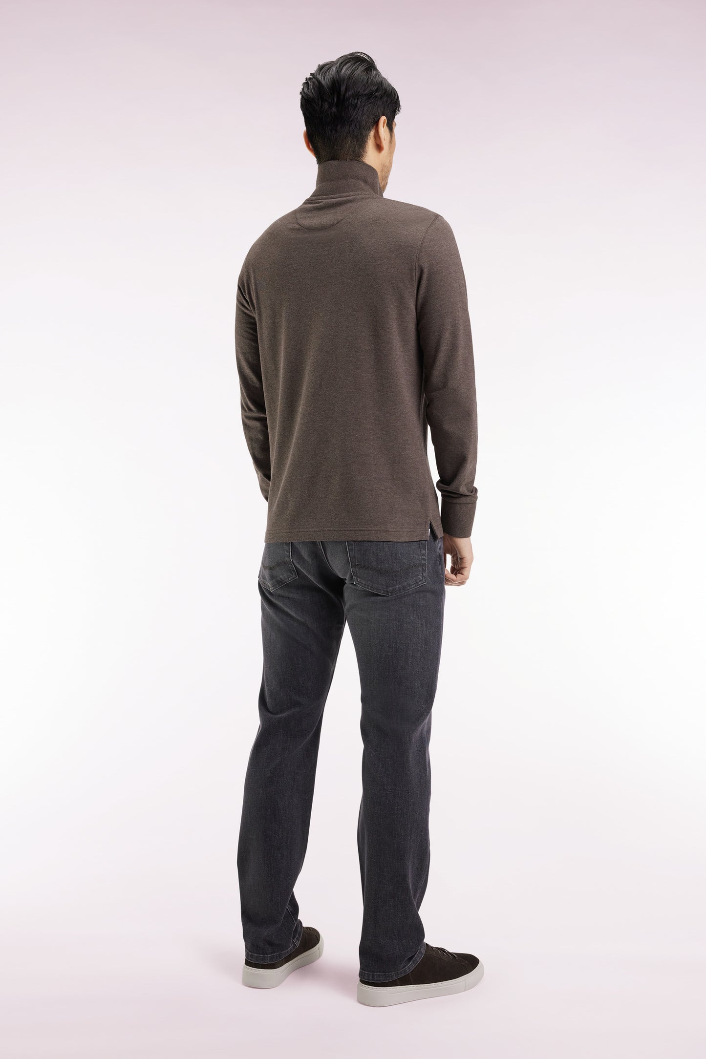 Jean 5 poches en denim stretch mélangé gris délavé coupe Regular