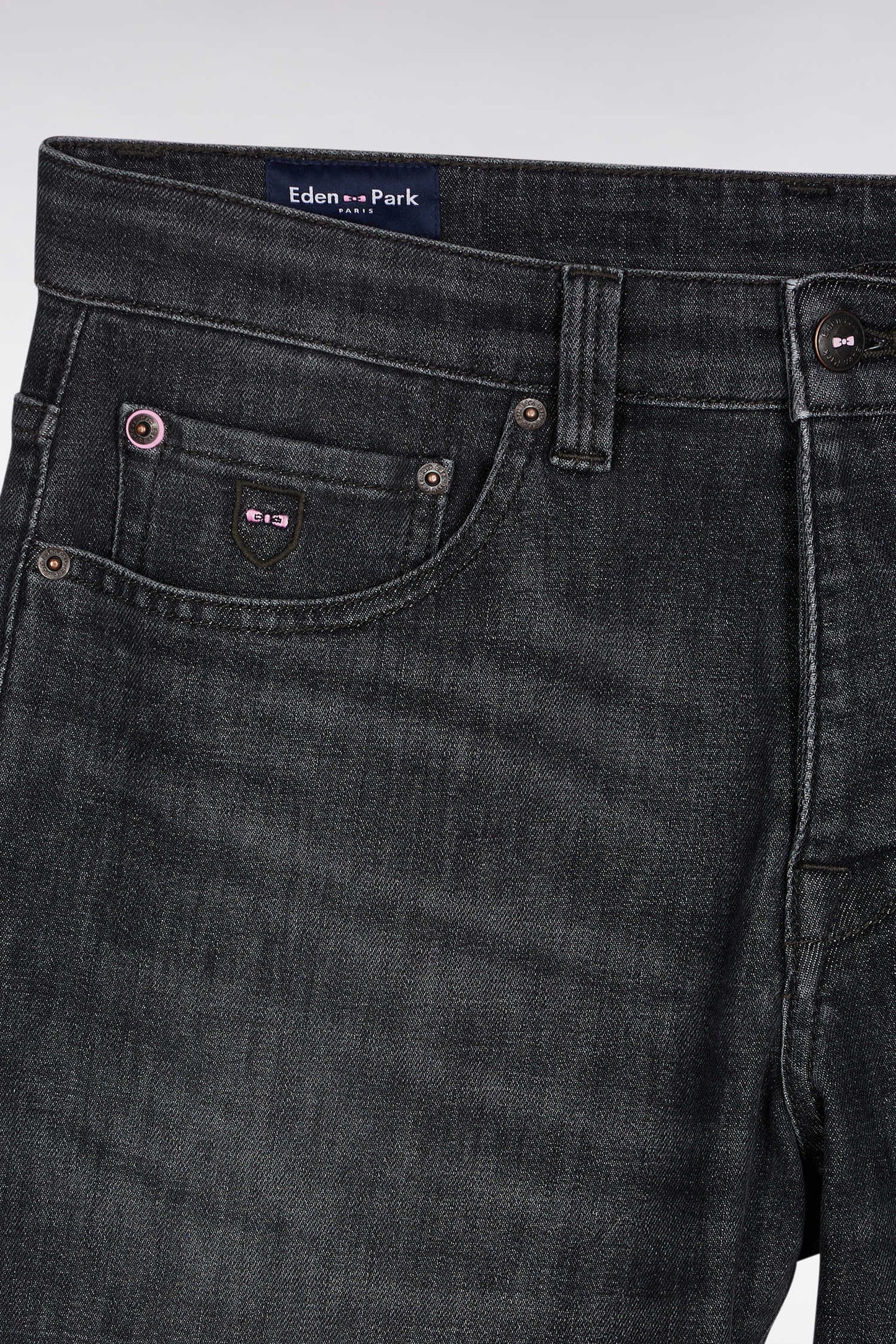 Jean 5 poches en denim stretch mélangé gris délavé coupe Regular