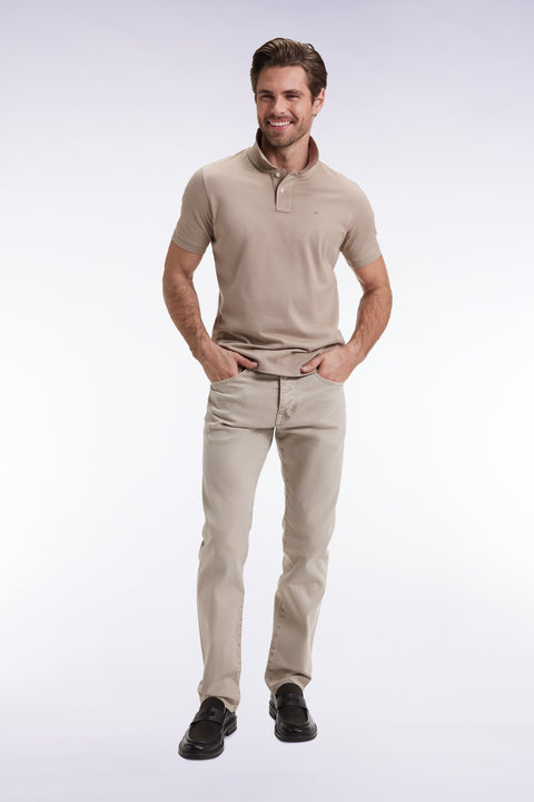 Jean 5 poches en coton stretch beige - Image 1