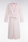 Hooded bathrobe in pink cotton terry blend