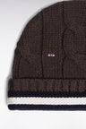 Bonnet en laine et coton torsadé marron