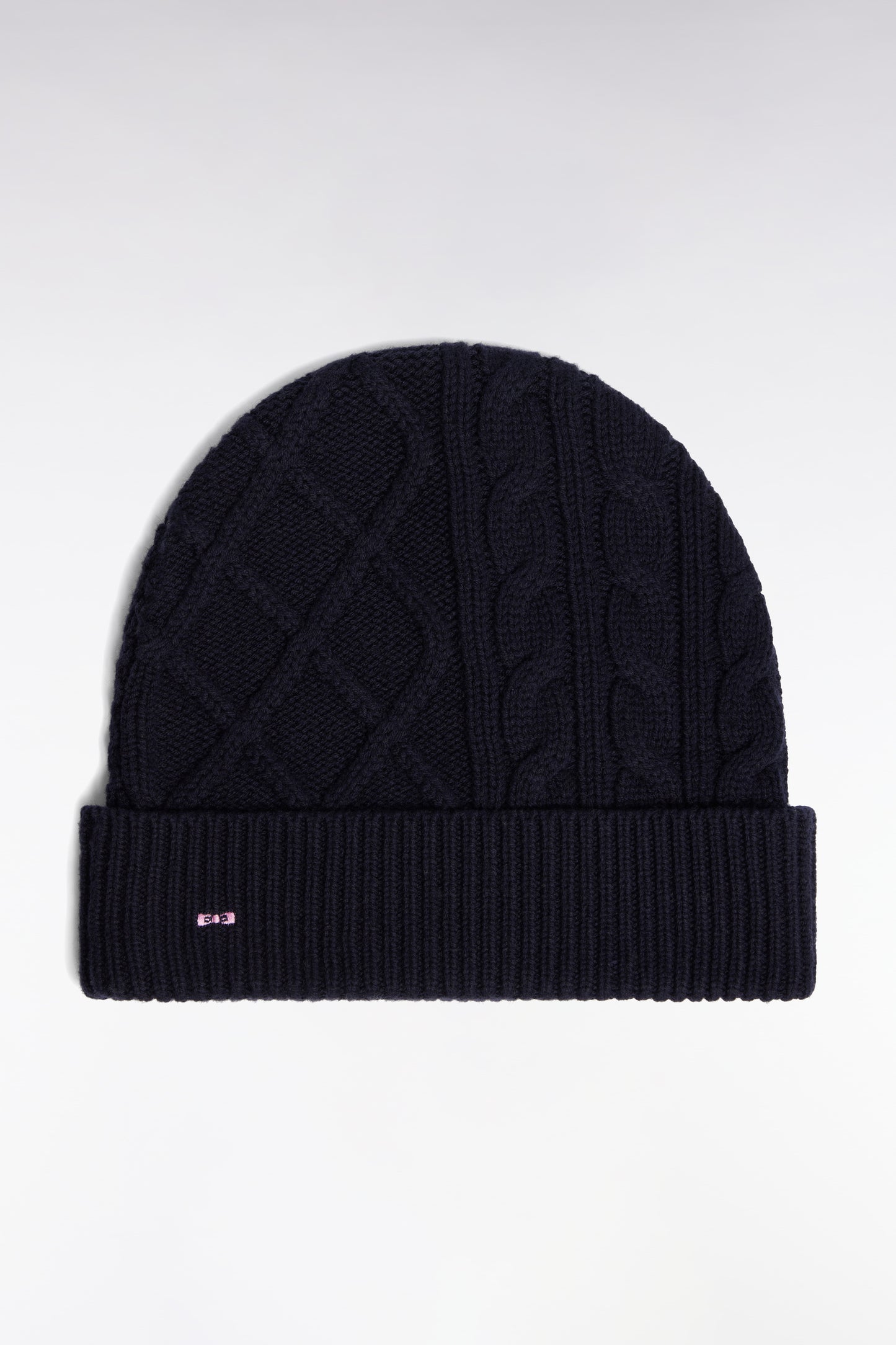 Twisted hat in navy wool and cotton