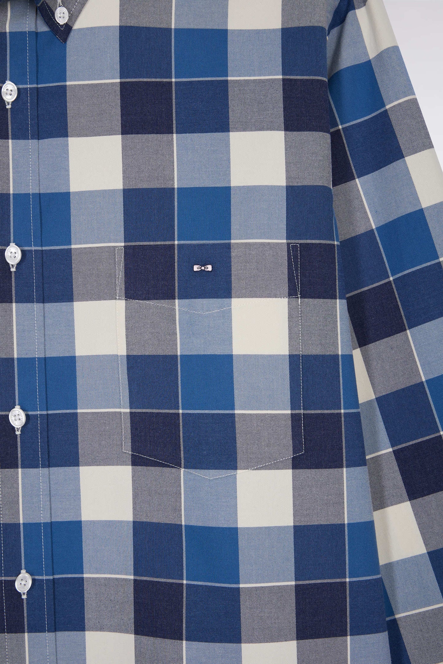 Blue cotton straight-cut check shirt
