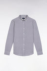Cotton shirt with micro-patterned blue bow ties, straight cut