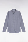 Chemise vichy en popeline de coton marine coupe droite