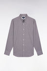 Chemise vichy en popeline de coton bordeaux coupe droite