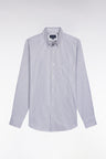 Chemise rayée en coton marine coupe droite