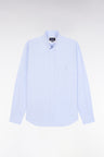 Chemise en coton ciel à micro-motifs jacquard coupe droite