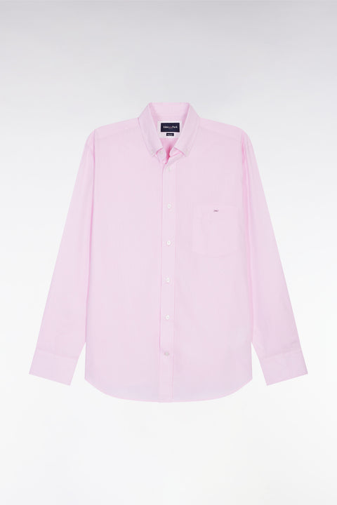 Chemise en coton rose à micro-motifs jacquard coupe droite - Image 2