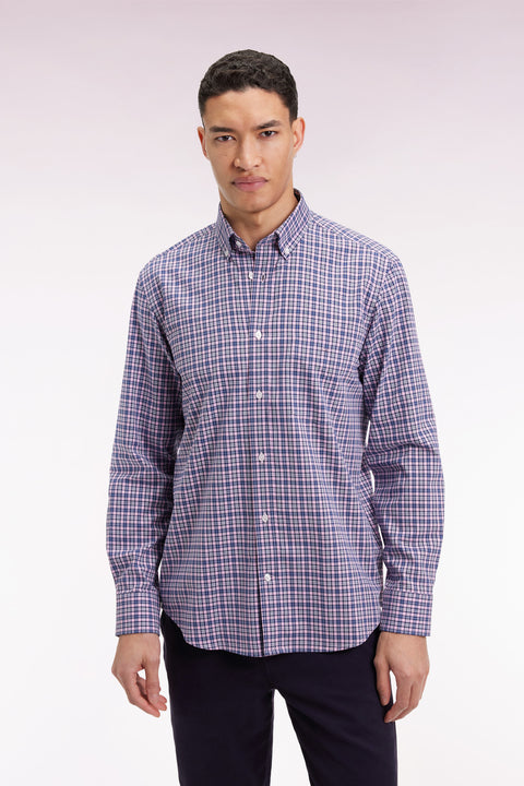 Pink cotton check shirt, straight cut - Image 3