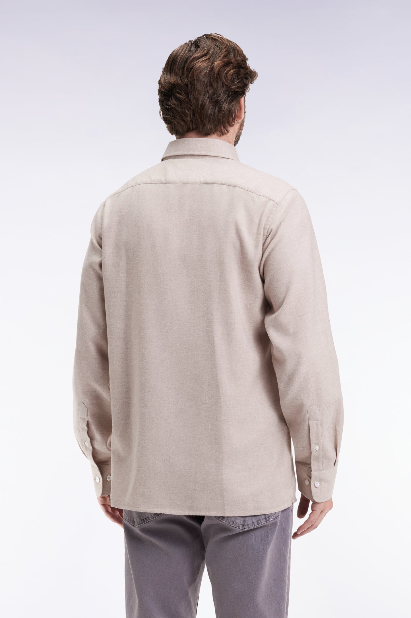 Beige flannel shirt, straight cut