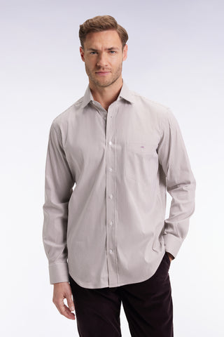 Chemise rayée en coton Pima biologique stretch beige