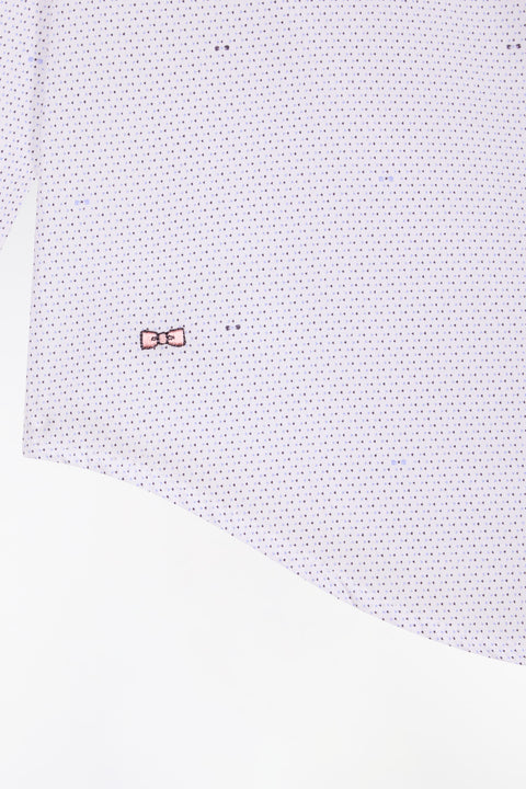 Sky cotton shirt with micro-printed bow, slim fit - Image 3
