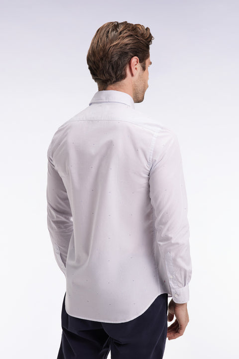 Sky cotton shirt with micro-printed bow, slim fit - Image 2