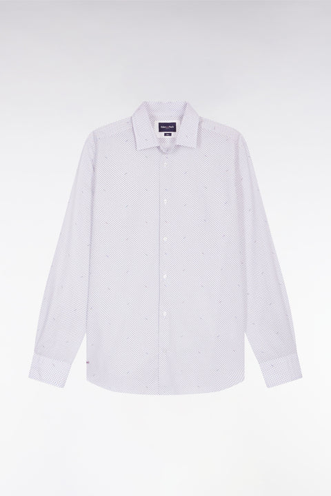 Chemise en popeline de coton à micro-motifs marine coupe slim - Image 2