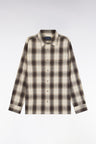 Japanese cotton beige straight-cut check shirt