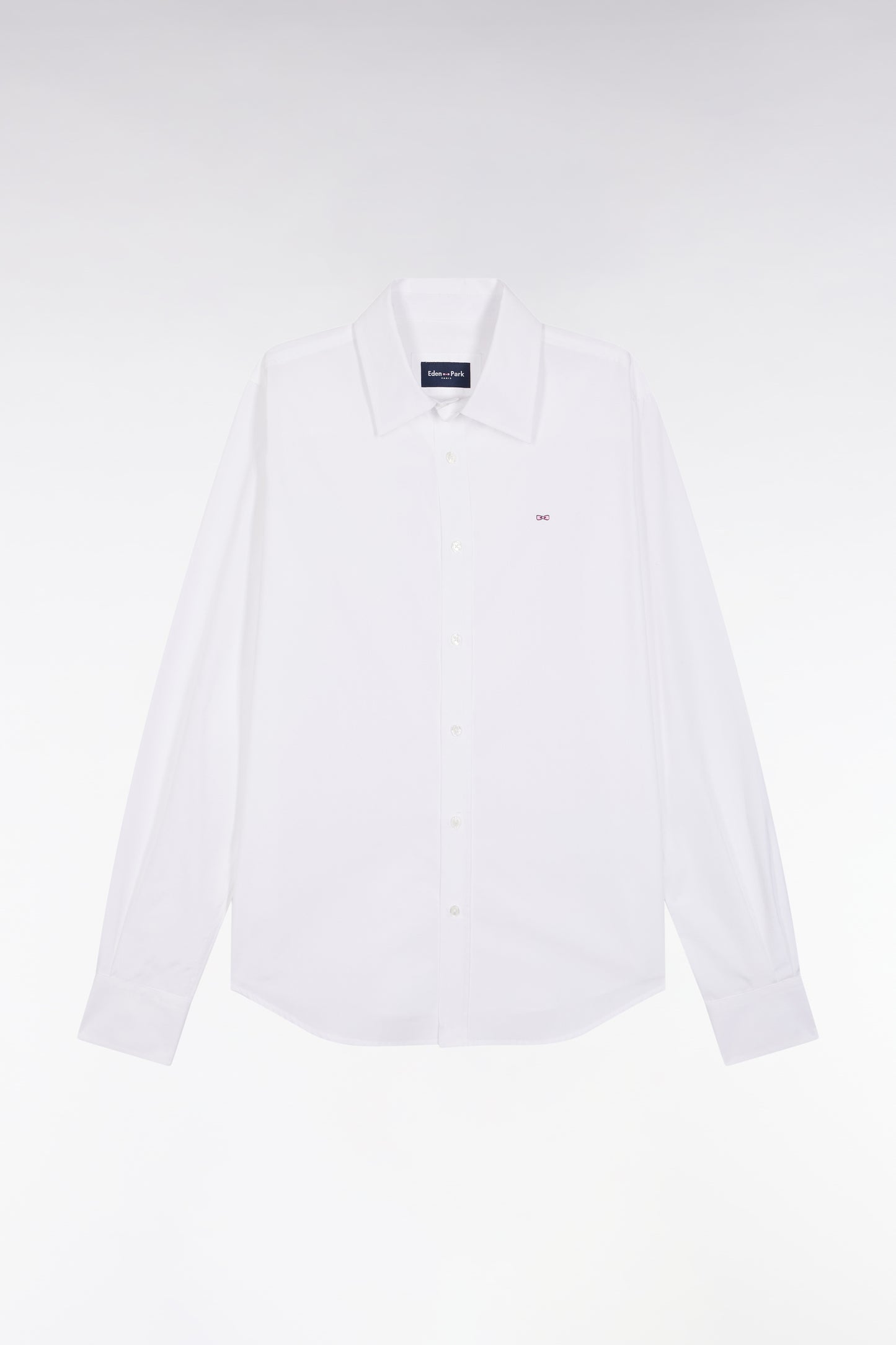 Chemise en popeline de coton blanc coupe slim